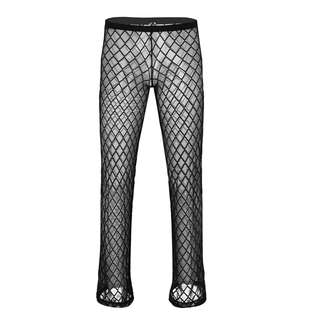 1798 Mesh Sheer See Through Long Pants Loose Fishnet Pants Club Party